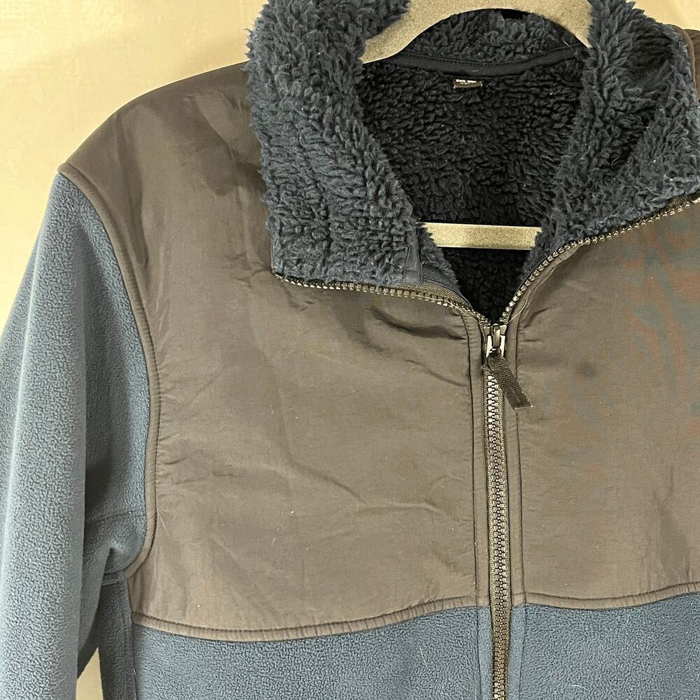 Uniglo Hoodie Men's Sherpa Lined Full Zip Jacket Navy Black XS - Picture 3 of 6